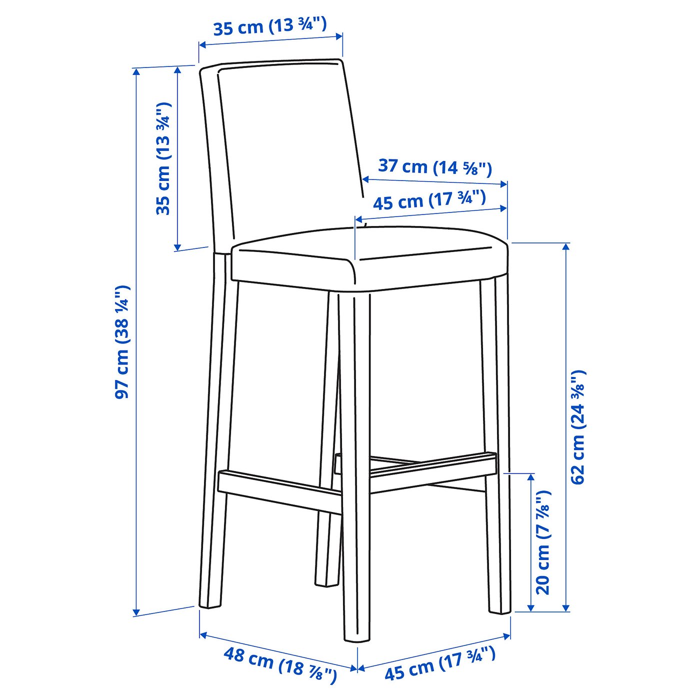Møbelmontering BERGMUND Barstol, bordpladehøjde sort/Glose sort, 62 cm