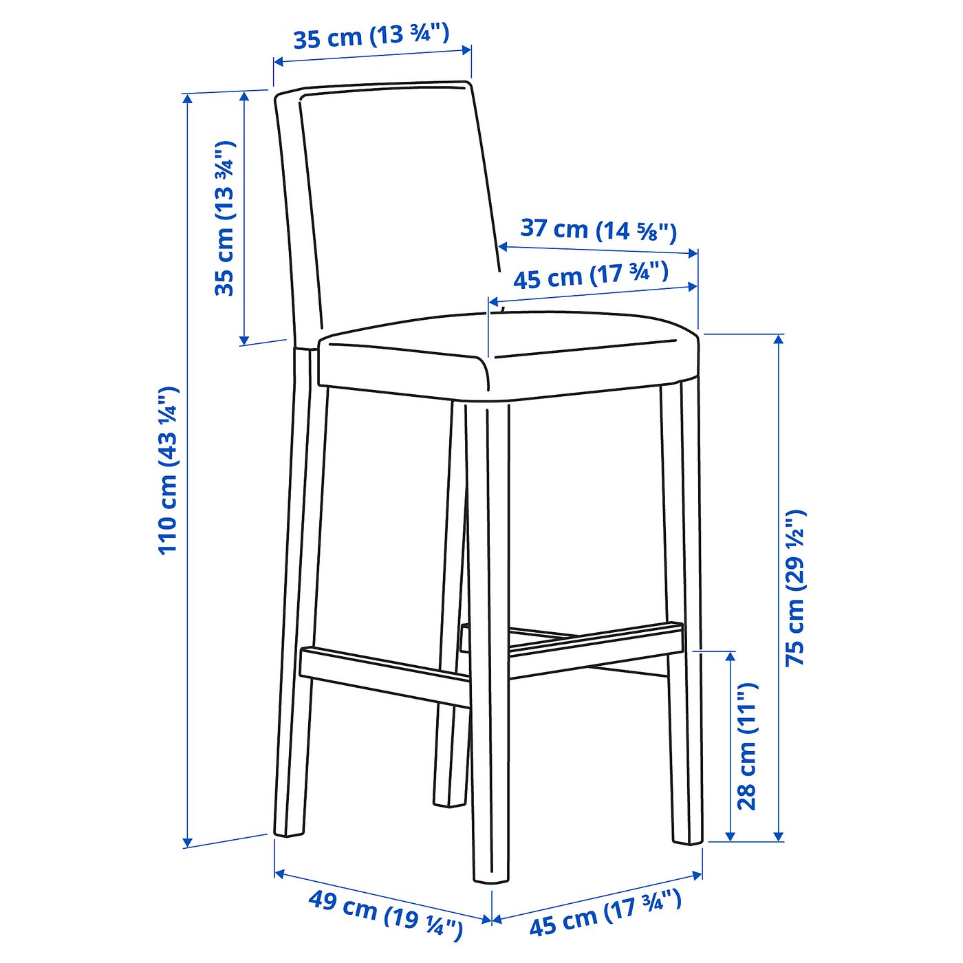 Møbelmontering BERGMUND Barstol, sort/Orrsta lysegrå, 75 cm