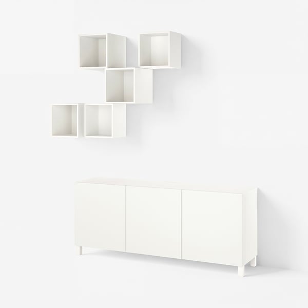 BESTÅ / EKET Tv-/opbevaringskombination, hvid/Lappviken/Stubbarp, 180x42x220 cm
