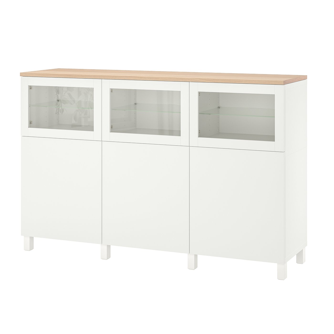 Møbelmontering BESTÅ Opbevaring med låger, Lappviken/Stubbarp/Sindvik hvidt klart glas, 180x42x114 cm