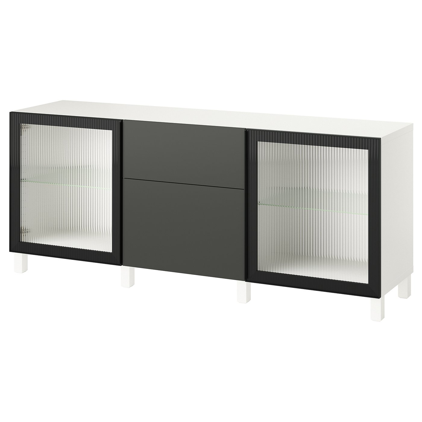 Møbelmontering BESTÅ Opbevaring med skuffer, hvid Lappviken/Stubbarp/Fällsvik antracit, 180x42x74 cm | Billig & Hurtig i København