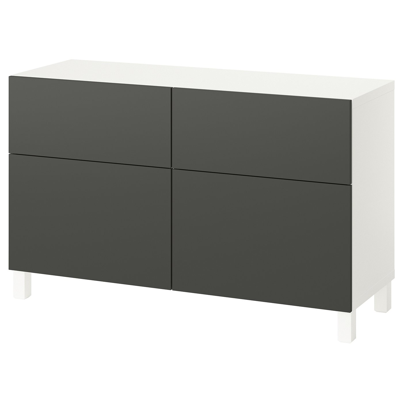 Møbelmontering BESTÅ Opbevaringskom låger/skuffer, hvid/Lappviken/Stubbarp mørkegrå, 120x42x74 cm | Fast Pris i Storkøbenhavn