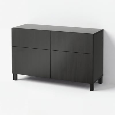 BESTÅ Opbevaringskom låger/skuffer, sortbrun/Lappviken/Stubbarp sortbrun, 120x42x74 cm