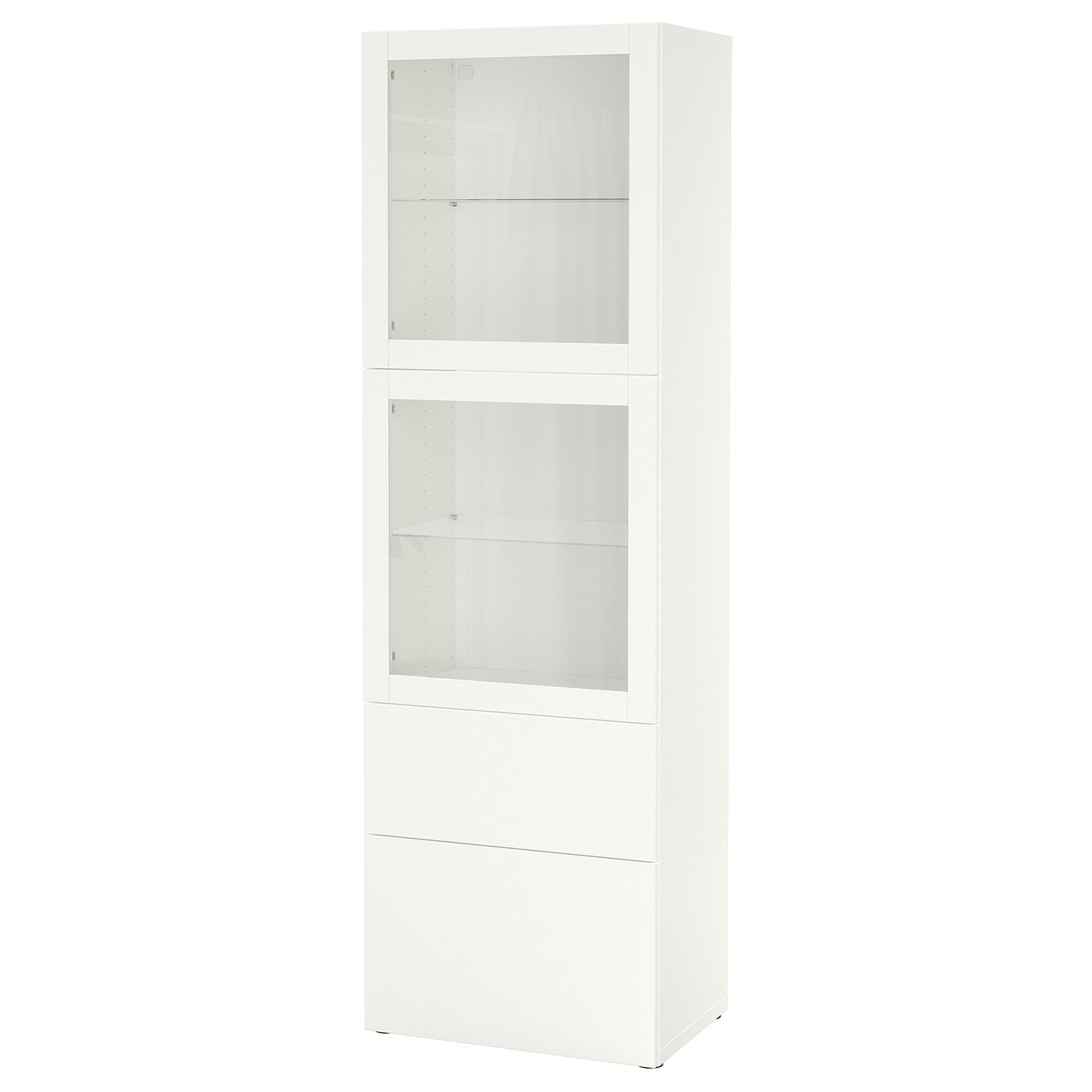 Møbelmontering BESTÅ Opbevaringsløsning med vitrinelåger, hvid/Lappviken hvidt klart glas, 60x42x193 cm