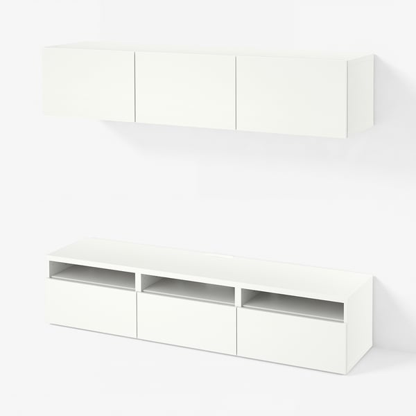 BESTÅ Tv-bord, hvid/Lappviken hvid, 180x42x185 cm