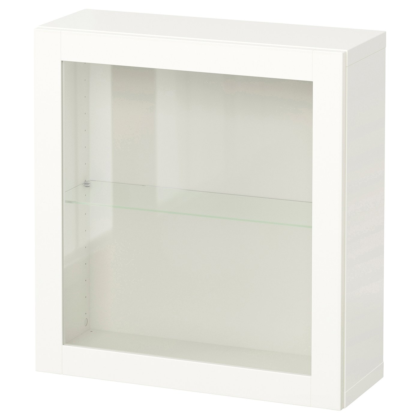 Møbelmontering BESTÅ Vægmonteret skabskombination, hvid/Sindvik hvidt klart glas, 60x22x64 cm