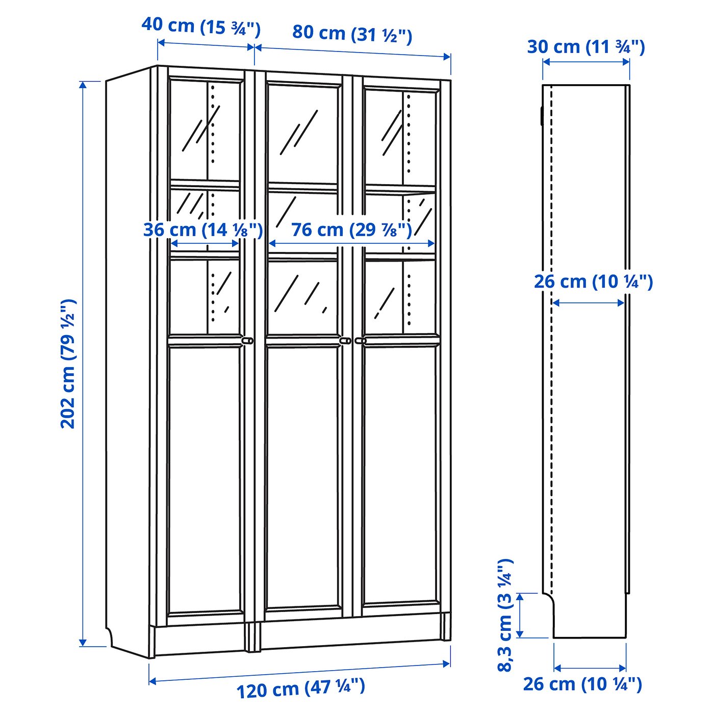 BILLY / OXBERG Reol med 120x30x202 cm - IKEA