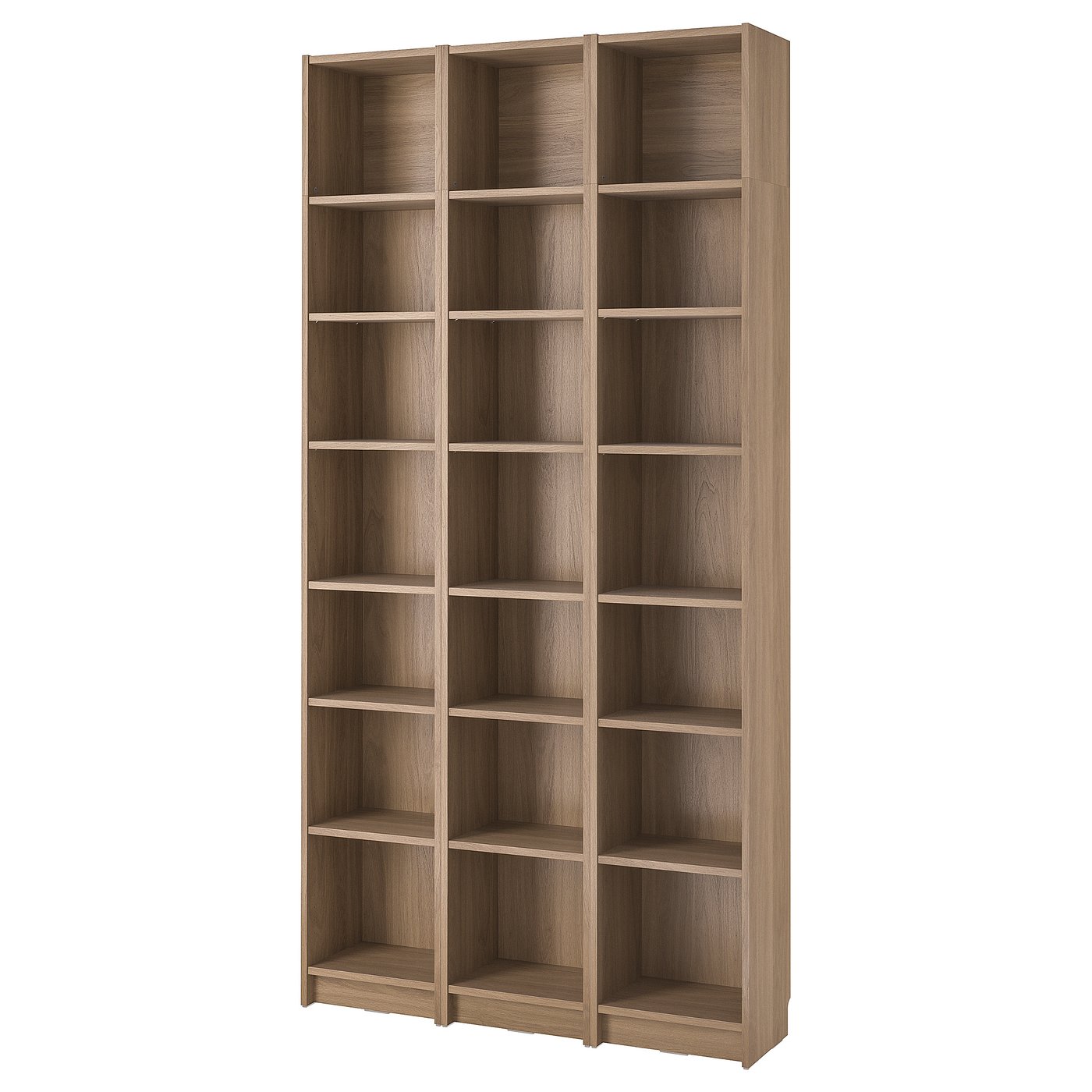 IKEA - BILLY reolkombination m tilbygningsdele, egetræsmønstret, 120x28x237 cm