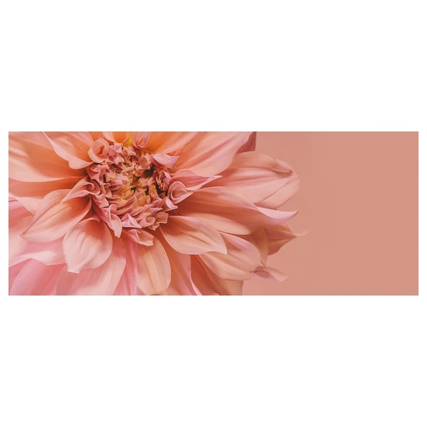 Bjorksta ferskenfarvet lærred, rektangulært, blomsterdesign, polypropylenmateriale.