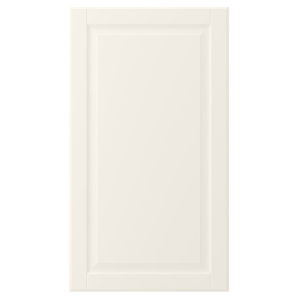 Hvid BODBYN skabslåge med skrå panel, glat cremefarvet finish.