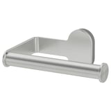 En BROGRUND sølv toiletpapirholder i rustfrit stål med et slankt, moderne design og skjulte skruer.