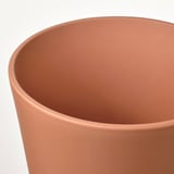 Stor terracotta plantekasse, glat finish, dyb skålform, vist mod hvid baggrund.