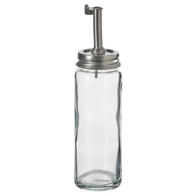 CITRONHAJ krydderiglas i klart glas med låg og rør i rustfrit stål, slankt moderne design.