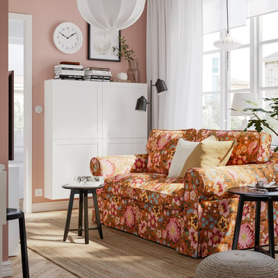 EKTORP 2-pers. sofa, Mångbyn brun/flerfarvet