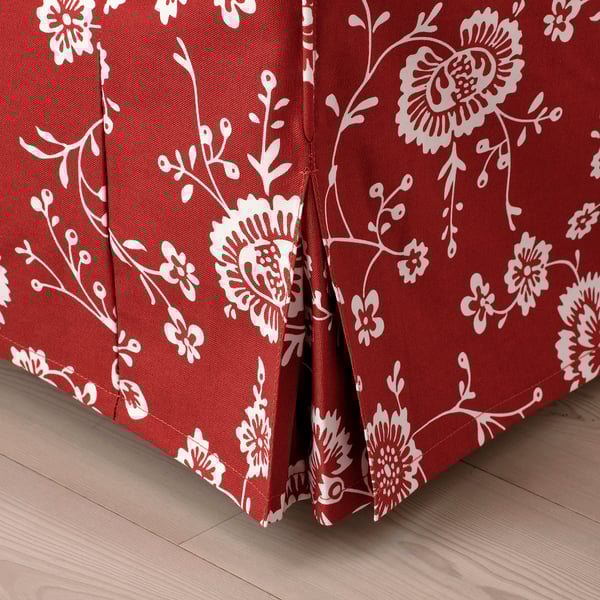 EKTORP 3pers. sofa med chaiselong, Virestad rød/hvid IKEA