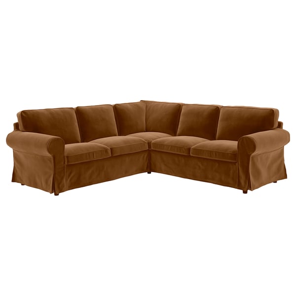 EKTORP Betræk til hjørnesofa, 4-pers., Alhamn mørk gul-brun