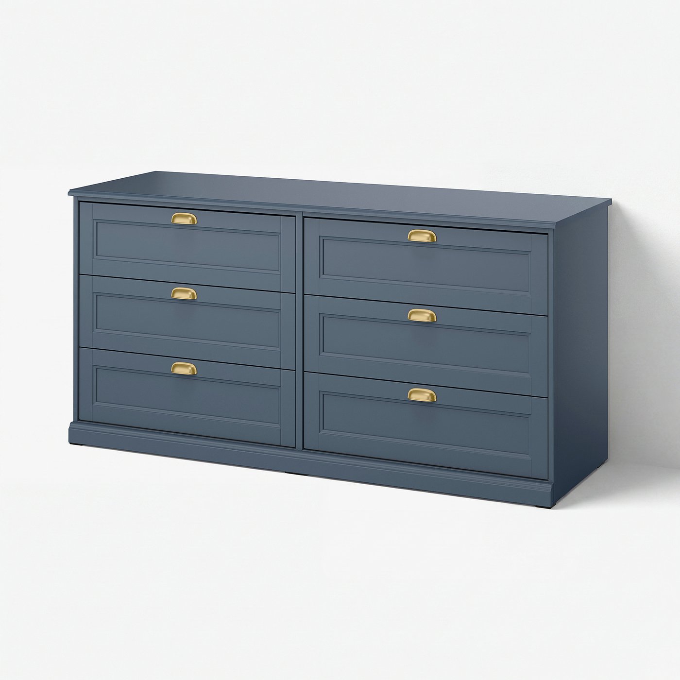 FÅGELFJÄLLET Kommode 6 skuffer - mørk gråblå 160x51x78 cm