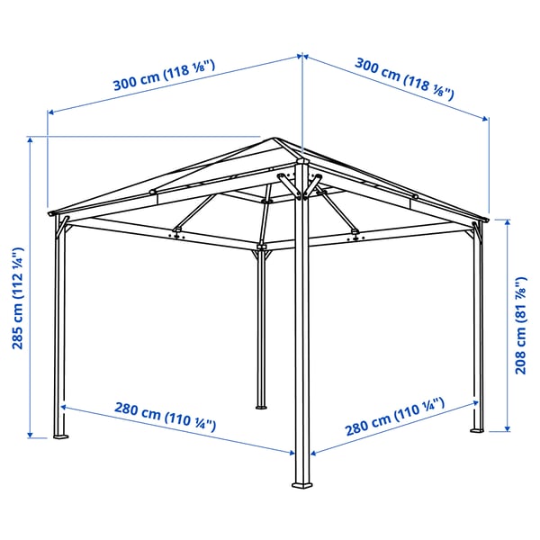 FÅGELÖN pavillon, sort/sort, 300x300 cm - IKEA