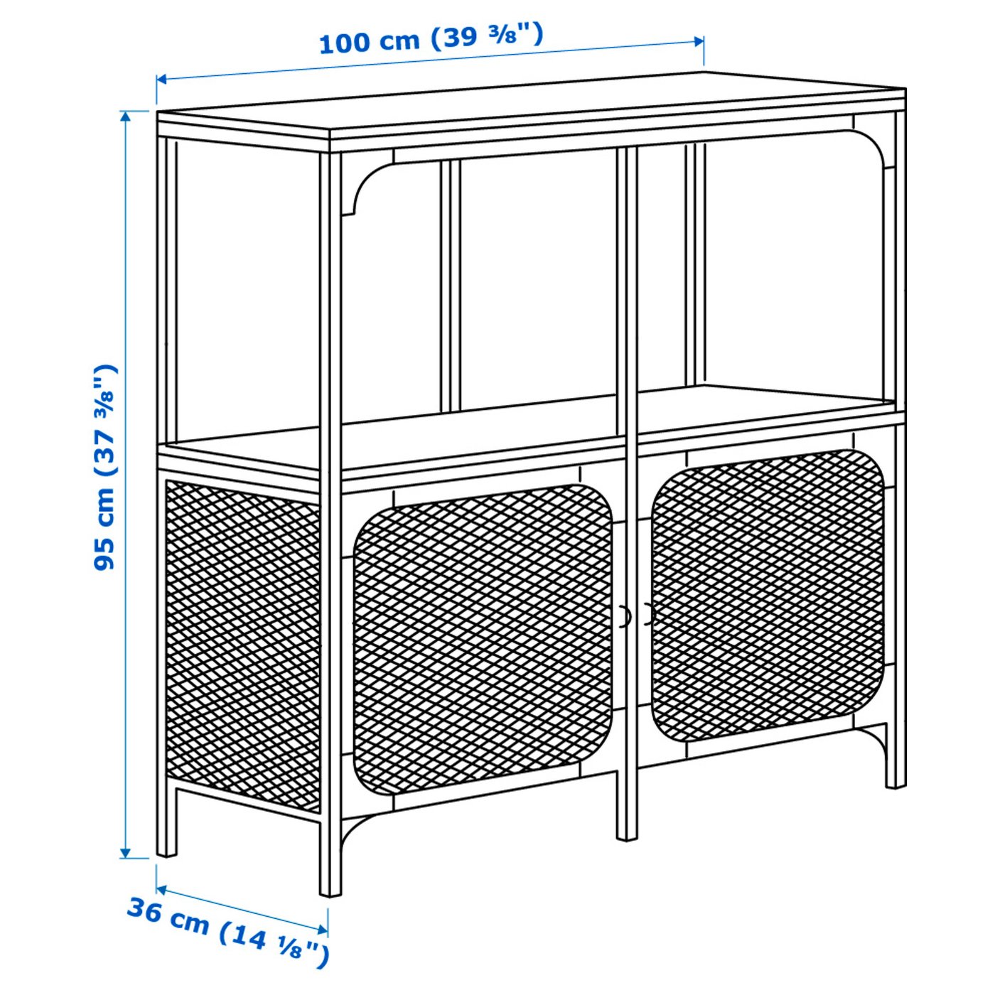 Urimelig gårdsplads kardinal FJÄLLBO Reol, sort, 100x95 cm - IKEA