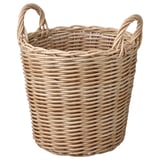 Håndvævet beige fletkurv med håndtag, perfekt til planter eller opbevaring. Holdbar, alsidig og stilfuld.