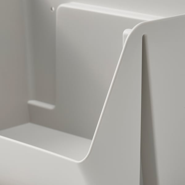 Hvid stabelbar organizer med glatte kanter og robust design.