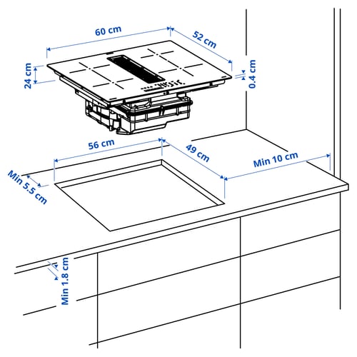 Illustration med mål for produktet: FÖRDELAKTIG.