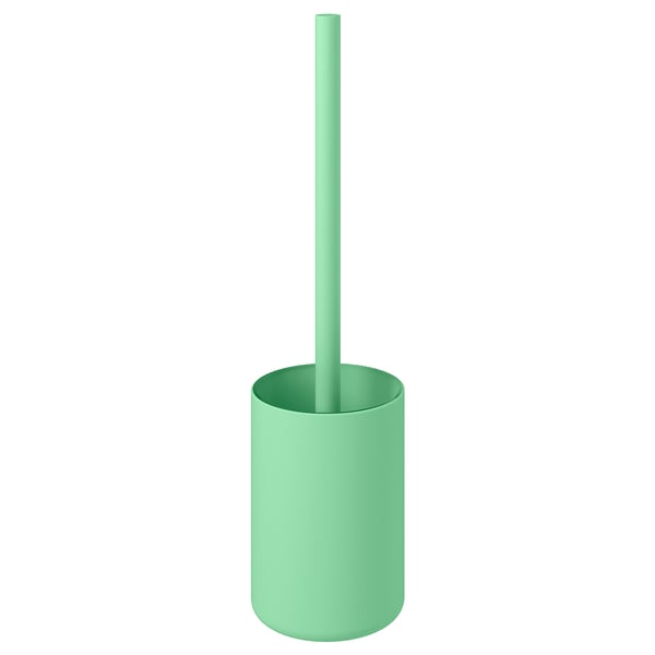 Grøn GANSJÖN toiletbørste. Moderne, cylindrisk design. Badeværelsessættets medlemmer fås i forskellige farver.