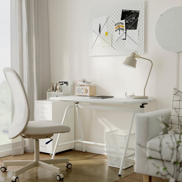 GLADHÖJDEN Skrivebord hæve/sænke, hvid, 100x60 cm