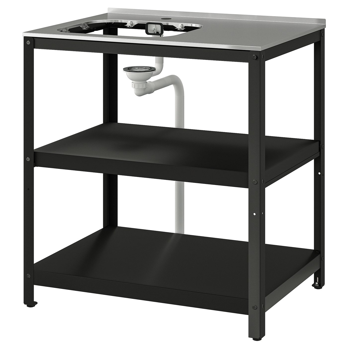 Møbelmontering GRILLSKÄR Bord til vask, sort/rustfrit stål udendørs, 86×61 cm