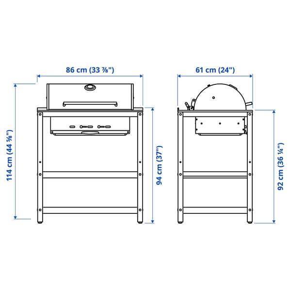 Illustration med mål for produktet: GRILLSKÄR.