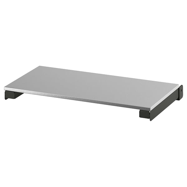 GRILLSKÄR: gråt sammenklappeligt sidebord med plade i rustfrit stål og galvaniseret bund til udekøkkener.