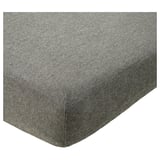 Dette billede viser et gråt GRONG stræklagen til en daybed-madras, lavet af genanvendt polyester og nylon med elastiske kanter.