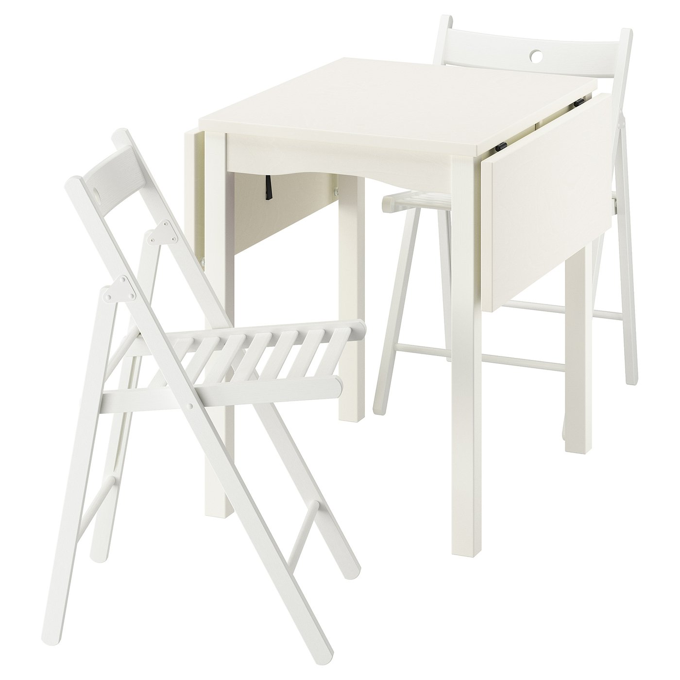 Møbelmontering HAUGA / FRÖSVI Bord og 2 klapstole, hvid/hvid, 55/82/109×74 cm | Billig & Hurtig i København