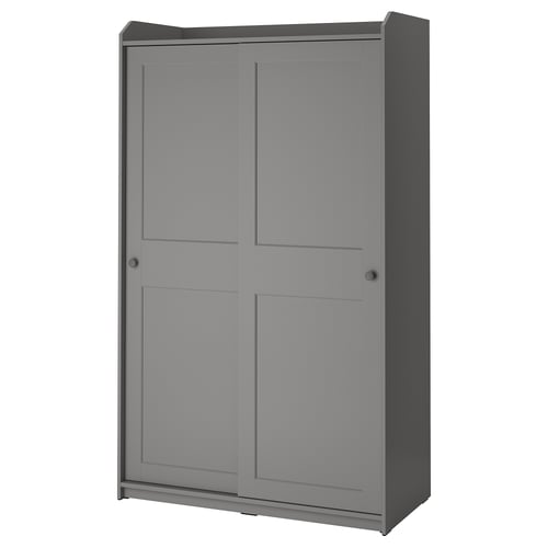 HAUGA Garderobe skydedøre - grå 118x55x199 cm
