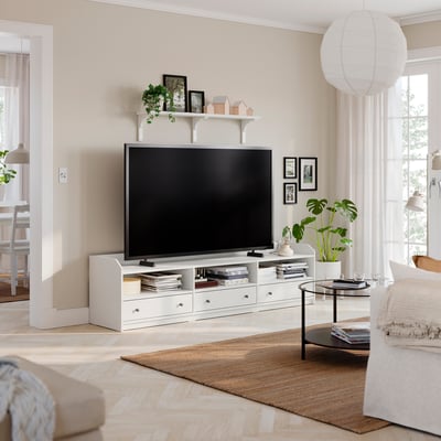 HAUGA Tv-bord, hvid, 206x46x54 cm