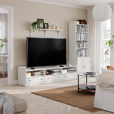 HAUGA Tv-/opbevaringskombination, hvid, 276x46x199 cm