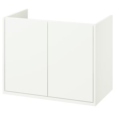 Havbaeck hvidt badeværelsesskab, moderne, minimalistisk design, vægmonterbar, trækomposit.