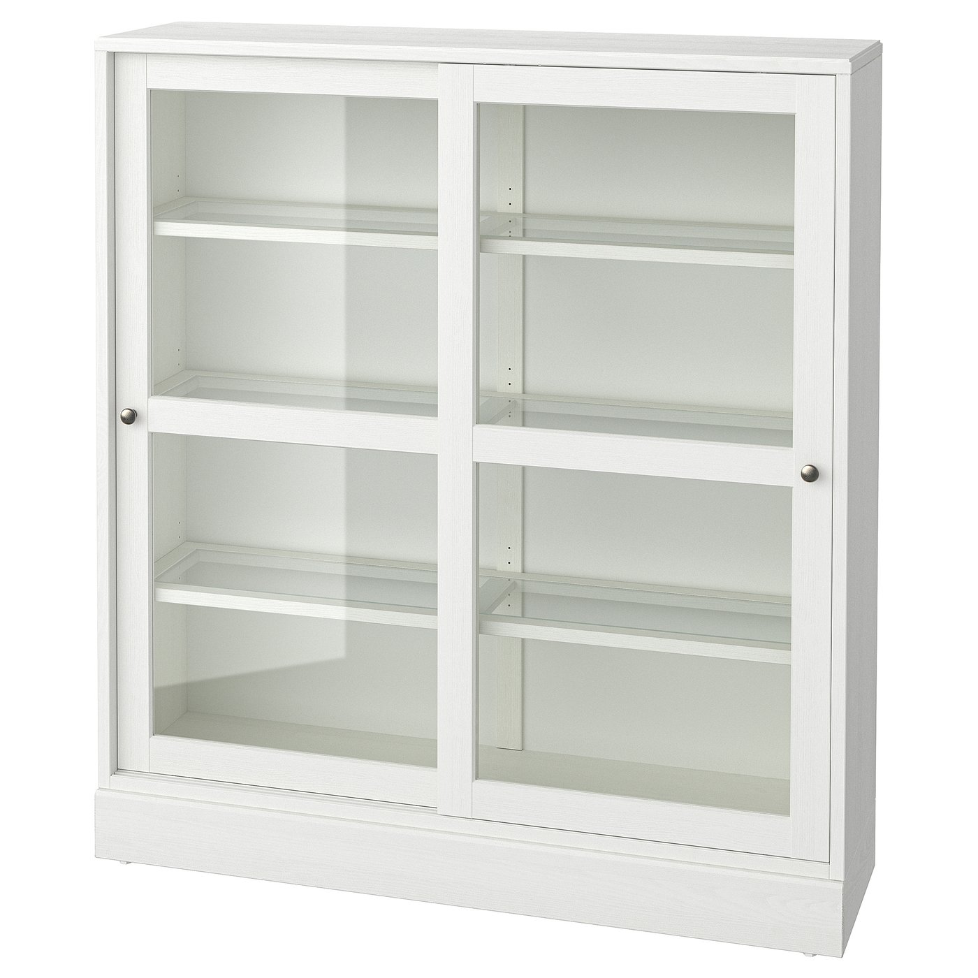 Møbelmontering HAVSTA Vitrineskab med sokkel, hvidt klart glas, 121x37x134 cm