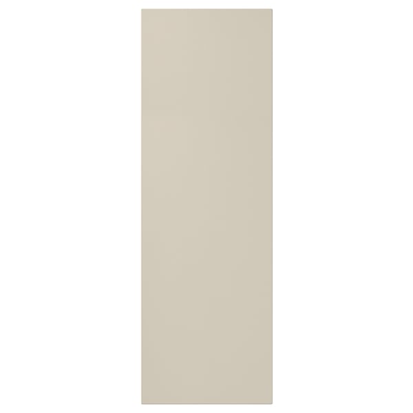 HAVSTORP: beige, glat, rektangulær skabsfront. Moderne, neutral stil.
