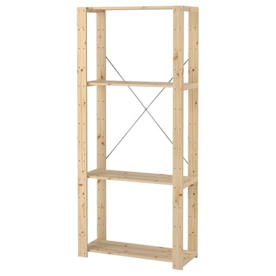 HEJNE træhylde, ubehandlet, rektangulær, tre-lags, robust, naturlig finish.