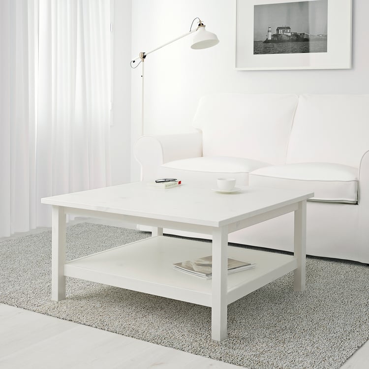 HEMNES Sofabord, hvid bejdse hvid, 90x90 cm IKEA