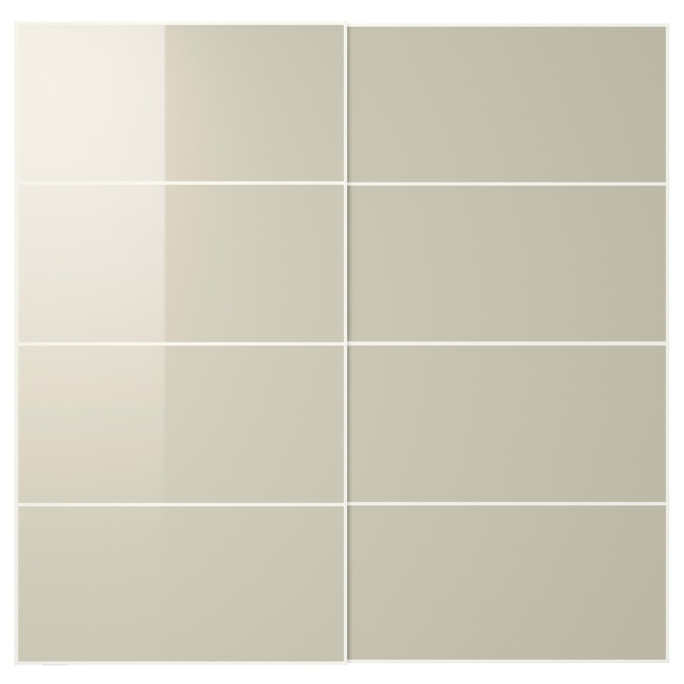 Møbelmontering HOKKSUND Skydedørspar, højglans lys beige, 200×201 cm
