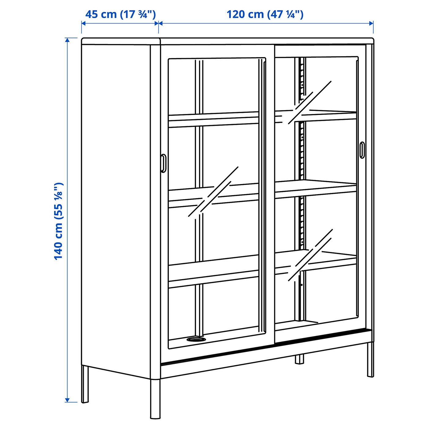 IDÅSEN Vitrineskab med skydelåger, - IKEA