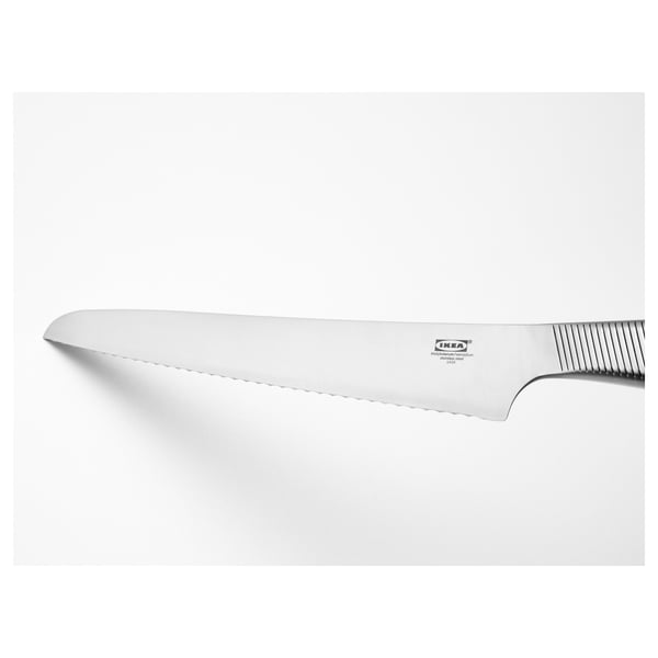 Ikea-kniv i rustfrit stål med savtakket kant til brødskæring, håndtag med sikkert greb