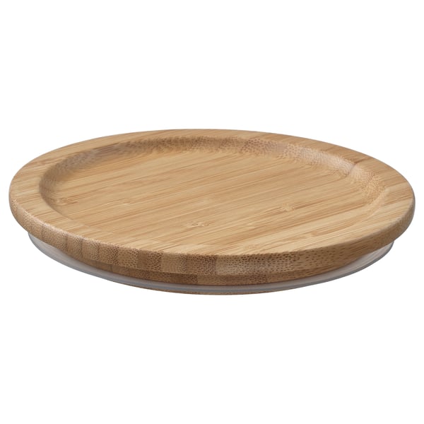 Ikea bambuslåg, naturligt, rundt, flad kant, til madbeholder.