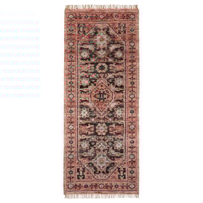 ISGRÄS tæppe: rødt, uld, rektangulært, udsmykket mønster.