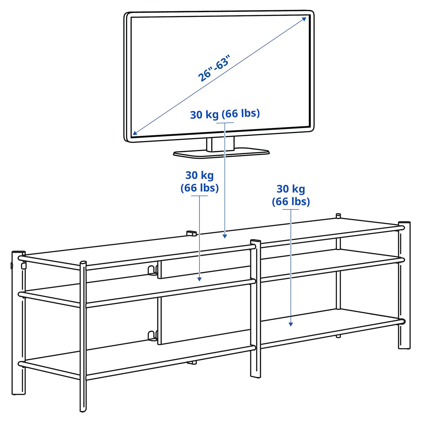 Møbelmontering JÄTTESTA Tv-bord, sort, 160x40x49 cm