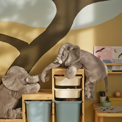 JÄTTESTOR Tøjdyr, elefant/grå