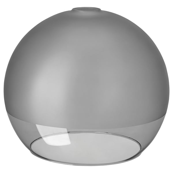 Dette billede viser en rund, grå JAKOBSBYN glaslampeskærm med et glat, justerbart design.
