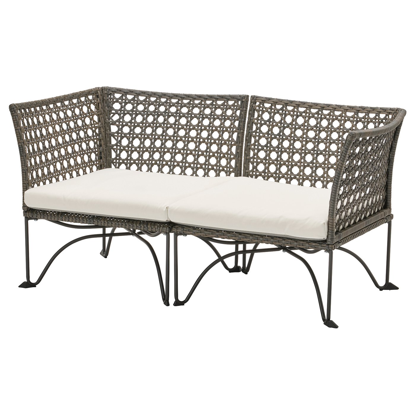 Møbelmontering JUTHOLMEN 2-pers. modulopb. sofa, ude, mørkegrå/Kuddarna lys gråbeige, 146×73 cm